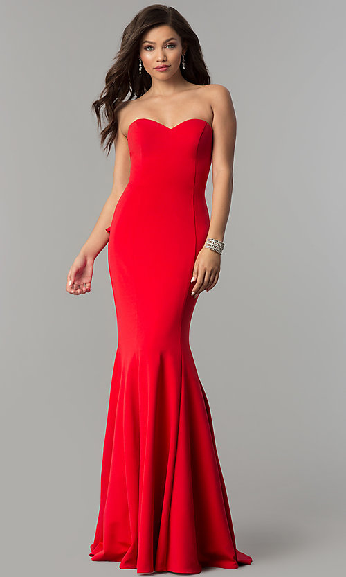 JVNX by Jovani Strapless Red Prom Dress - PromGi