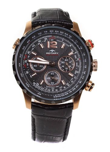 ROTARY GS00121/04 AQUASPEED CHRONOGRAPH ROSE GOLD & BLACK MENS .