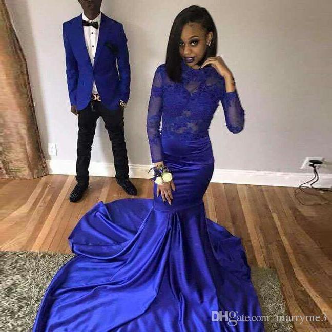 Lace Royal Blue Mermaid Evening Prom Dress Sexy Long Elegant Plus .