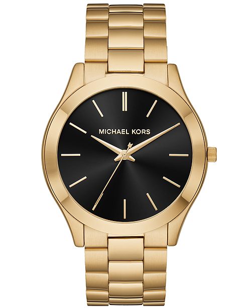 Michael Kors Men's Slim Runway Gold-Tone Stainless Steel Bracelet .