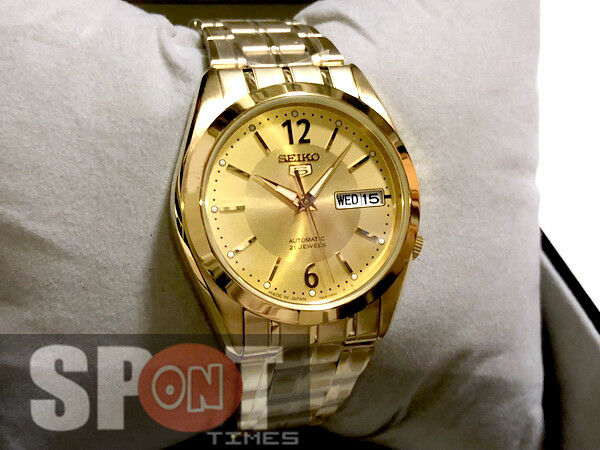 Seiko 5 Automatic 21 Jewels Gold Tone Men's Watch SNKH02J1 Made in .