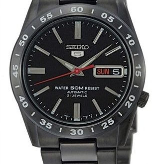 Seiko SNKE03K1 5 Automatic 21 Jewels WR 50m Men's Black Ion Sports .