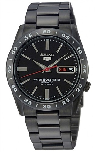 Seiko SNKE03K1 5 Automatic 21 Jewels WR 50m Men's Black Ion Sports .