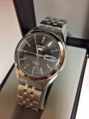 Seiko 5 Mens SNKL23K SNKL23K1 Stainless Steel Black Dial Automatic .