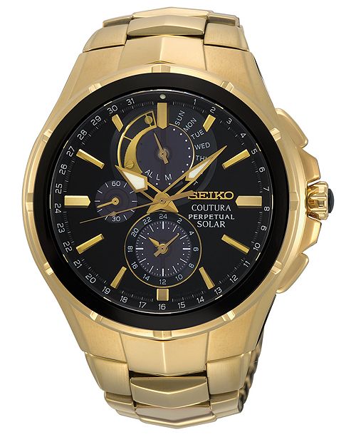 Seiko Men's Solar Chronograph Coutura Gold-Tone Stainless Steel .