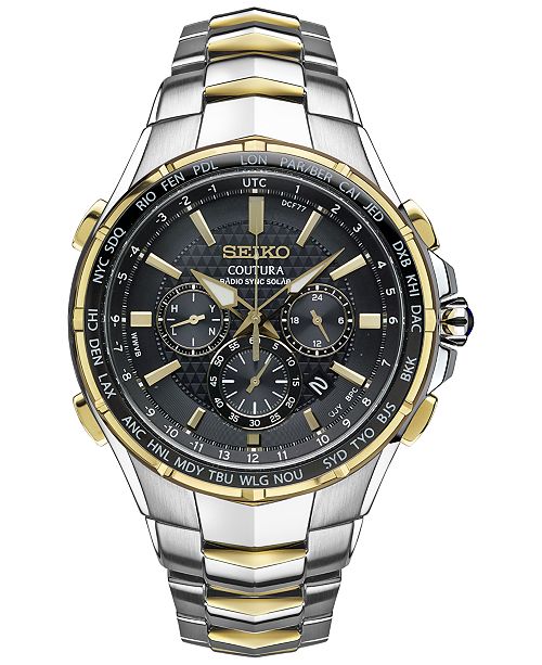 Seiko Men's Coutura Radio Sync Solar Chronograph Two-Tone .