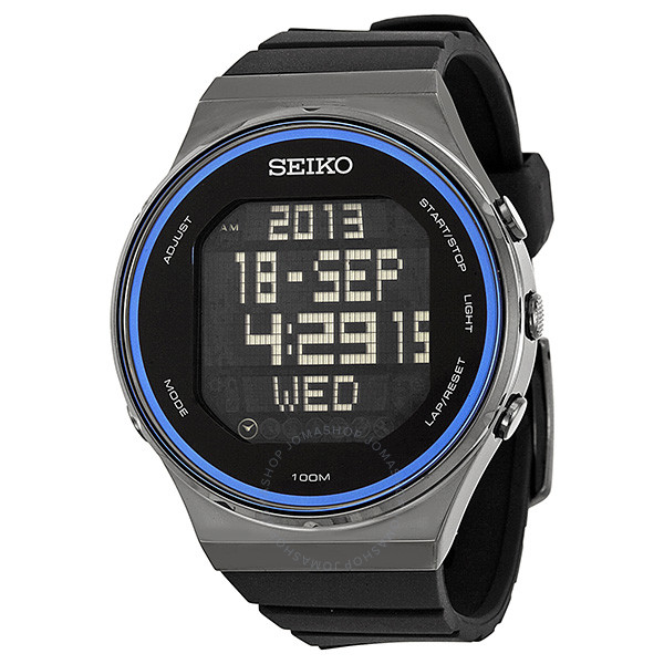 Seiko Digital Dial Black Silicone Rubber Men's Watch STP015 .