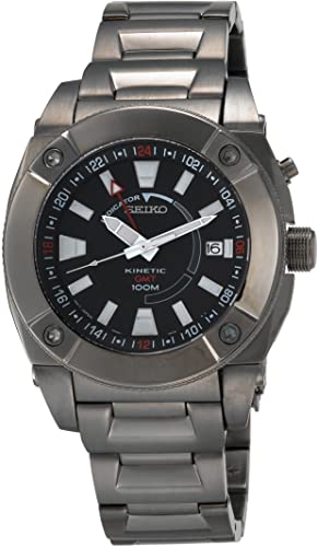 Amazon.com: Seiko Men's SUN007 Kinetic GMT Black Ion Watch: Seiko .