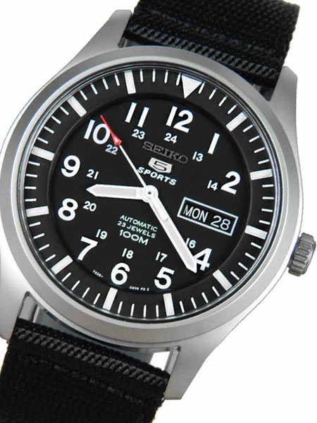 Seiko Military Black Dial Automatic Watch with 42mm Case, Black .