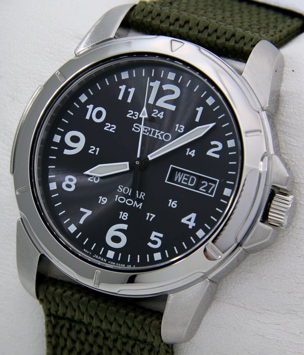 Seiko - Solar "Military Sport" Watch 100M - "NO RESERVE - Catawi