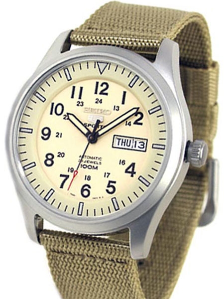 Seiko Military Creme Dial Automatic Watch with 42mm Case, Tan .