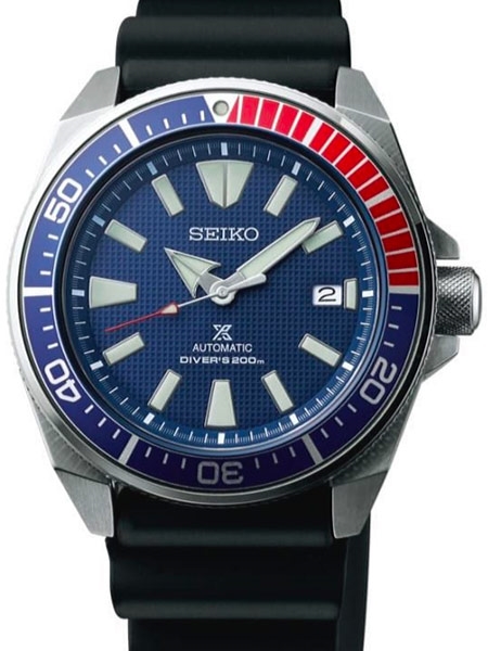 Seiko Samurai Prospex Automatic Dive Watch with Blue Dial and .