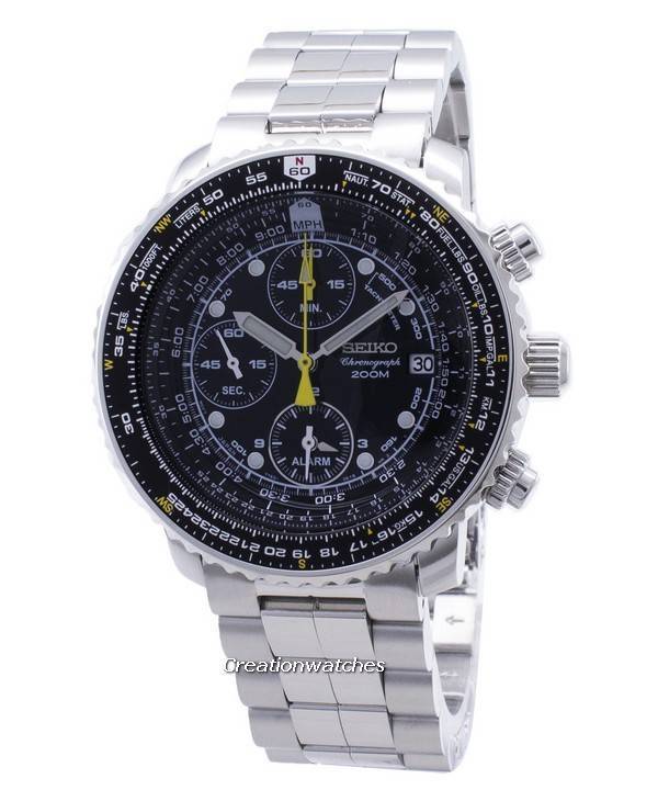 Seiko SNA411 SNA411P1 SNA411P Pilot's Flight Alarm Chronograph .