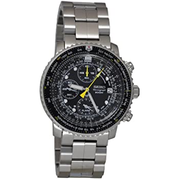 Amazon.com: SEIKO SNA411P1 Men's Pilot Watch Alarm Chronograph .