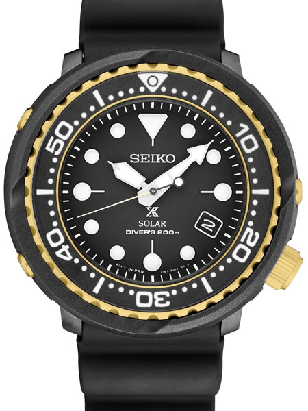 Seiko Prospex Solar Powered Black Dive Watch with Case Shroud #SNE4