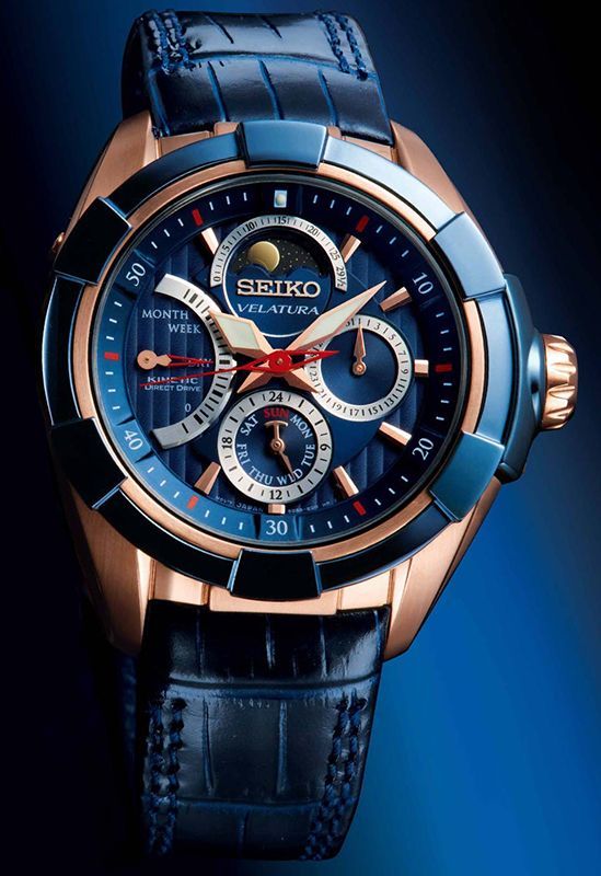 Seiko Velatura Kinetic Direct Drive Moon Phase Watch SRX010P1 .