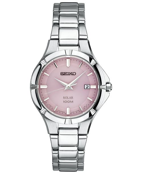 Seiko Women's Solar Dress Sport Stainless Steel Bracelet Watch .