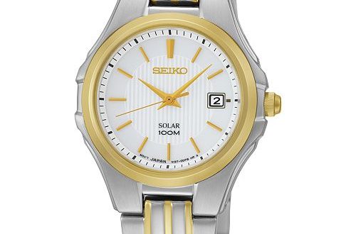 Seiko Watch, Women's Solar Two Tone Stainless Steel Bracelet 28mm .