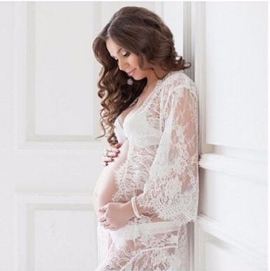 Fashion Lace Maternity Dresses White Maternity Photography Props .