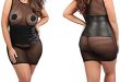 Amazon.com: Allure Lingerie Black Plus Size Wet Look Sheer Sexy .