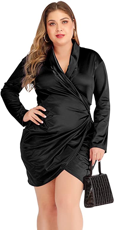 Amazon.com: GUXMO Women's Sexy Plus Size Deep V Neck Bodycon Dress .