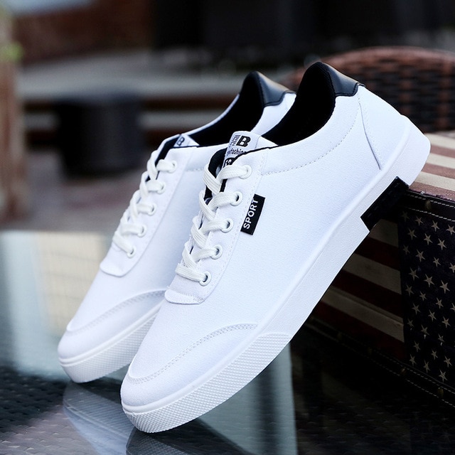 Sports Shoes Man Flat Sneakers Canvas Shoes Boys Trend White Shoes .