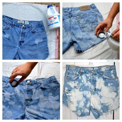 DIY Jean Shorts: high-waisted & bleached — Popcosmo | Diy jean .