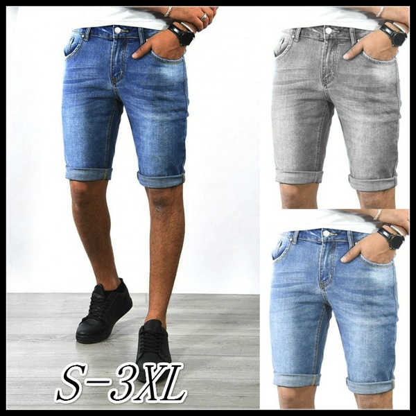 3 Colors Mens Fashion Slim Fit Denim Shorts Skinny Shorts Jeans .