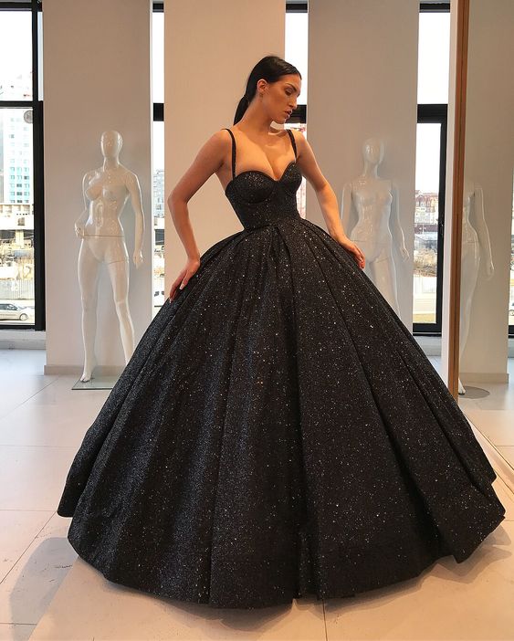 Ball Gown Black Prom Dresses, 2020 Quinceanera Dresses, Sparkly .