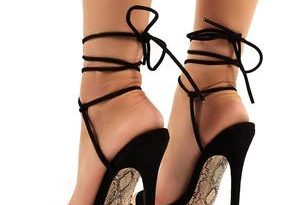 Chic Black Lace Up Snakeskin Sole Stiletto Heels | Public Desire .