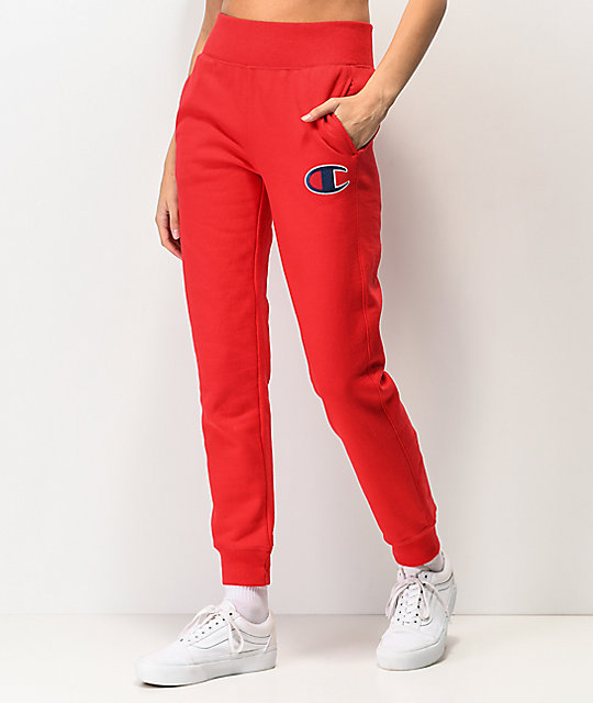 Champion Reverse Weave Big C Logo Red Jogger Sweatpants | Zumi