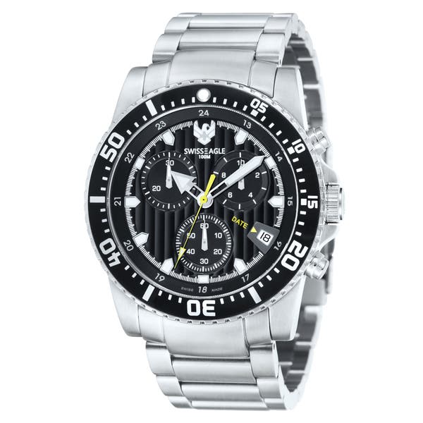 Shop Swiss Eagle Men's 'Sea Ranger' Chronograph Black Watch .