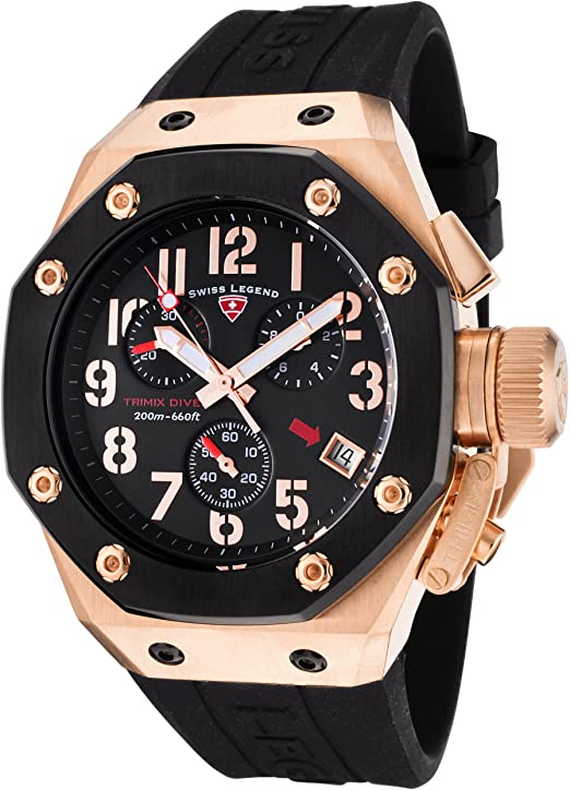 Amazon.com: Swiss Legend Men's 10541-RG-01-BB Trimix Diver .