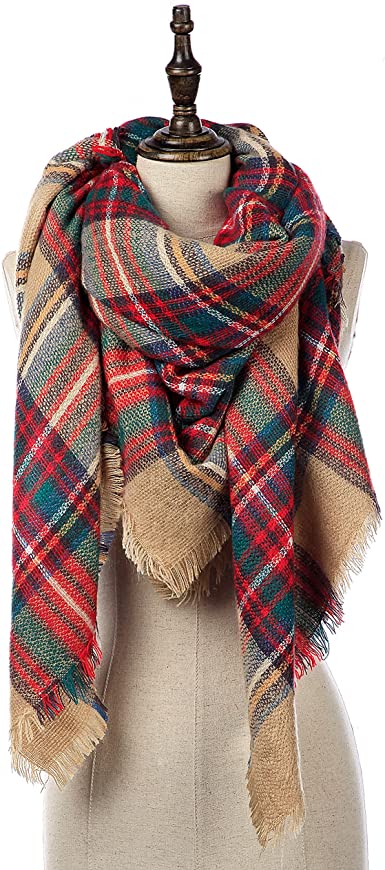 Blanket Scarf for Women Square Plaid Scarf Womens Winter Tartan .