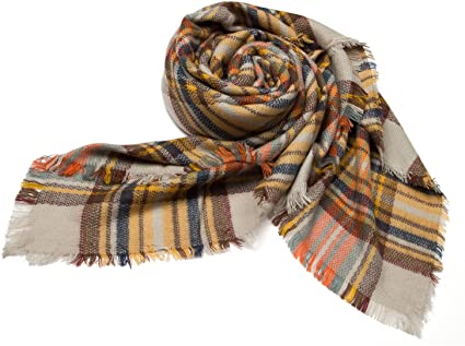 Cozy Tartan Blanket Scarf Wrap Shawl Neck Stole Warm Plaid Checked .