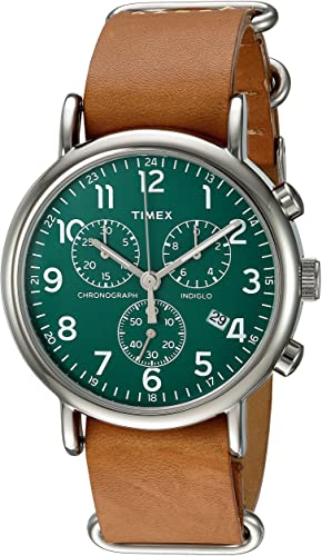 Amazon.com: Timex Unisex TWC066500 Weekender Chrono Green/Tan .