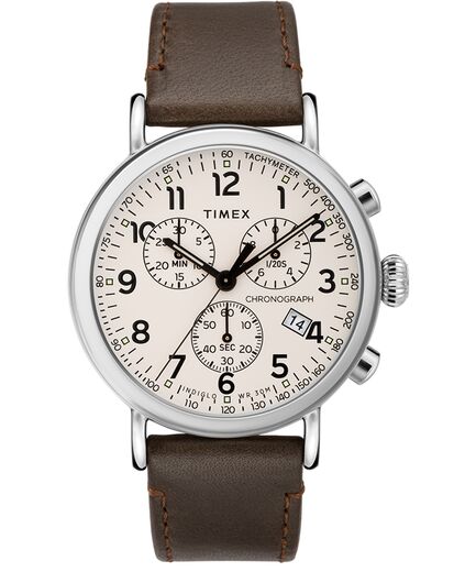 Standard Chronograph 41mm Leather Strap Watch - Timex