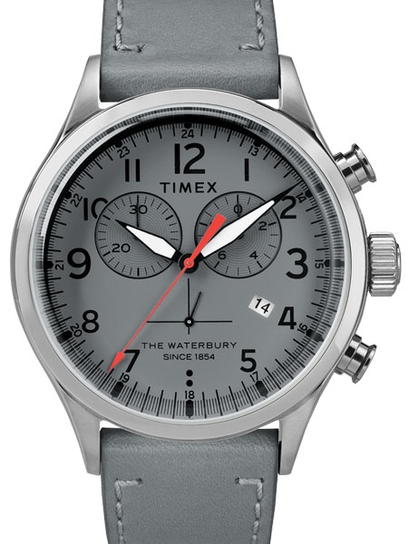 Timex 42mm Waterbury Quartz Chronograph Watch with Grey Dial and .