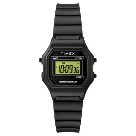 Timex Women's Classic Digital Mini Black Watch, Resin Strap .