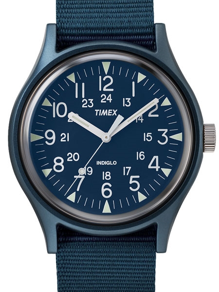 Timex 40mm MK1 Quartz Watch with Blue Dial and INDIGLOW Night .