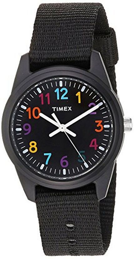Kid's Timex Time Machines Girls Black Nylon Strap Watch .