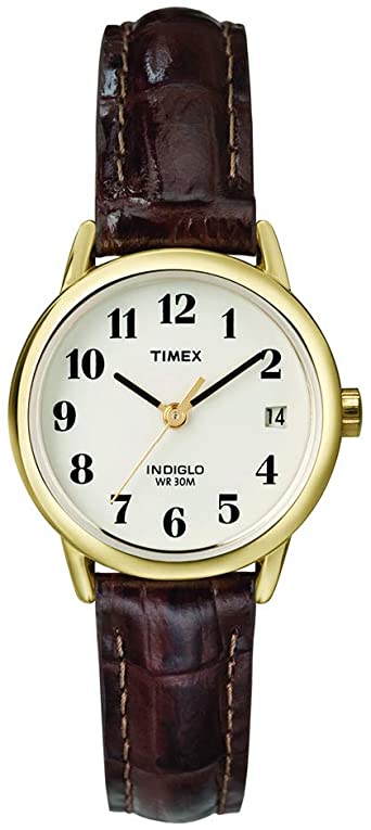 Amazon.com: Timex Women's T20071 Indiglo Leather Strap Watch .