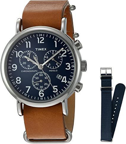 Amazon.com: Timex TWG012800QM Unisex Weekender Chrono Tan Leather .