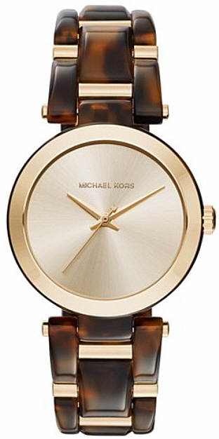 Women's Michael Kors Delray Gold And Tortoise Acetate Watch .