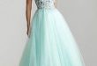 Light turquoise prom dress fashion blue dress light pretty beads .