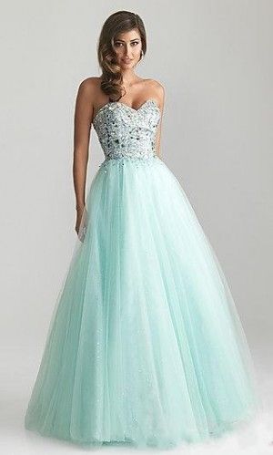 Light turquoise prom dress fashion blue dress light pretty beads .
