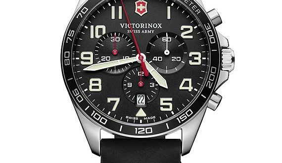 Victorinox Swiss Army Field Force Black Strap Chronograph Watch .
