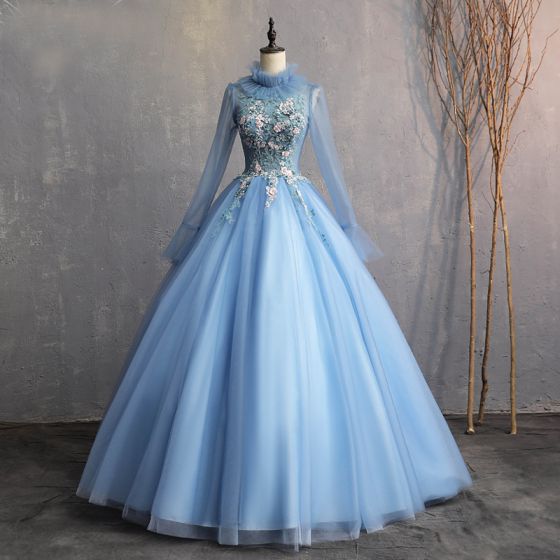 Vintage / Retro Sky Blue 2019 A-Line / Princess Formal Dresses .