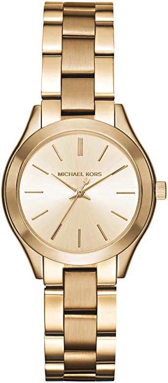 Amazon.com: Michael Kors Women's Mini Slim Runway Gold-Tone Watch .