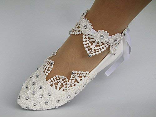 Amazon.com: Sweet women Stylish Pearls Flat Wedding Shoes For .